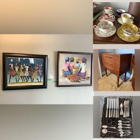 MaxSold Auction: This online auction features original framed art, fine china, collector plates, furniture such as antique console, arm chairs, couch, side tables, dining table and dressers, lamps, area rugs, kitchenware and much more!